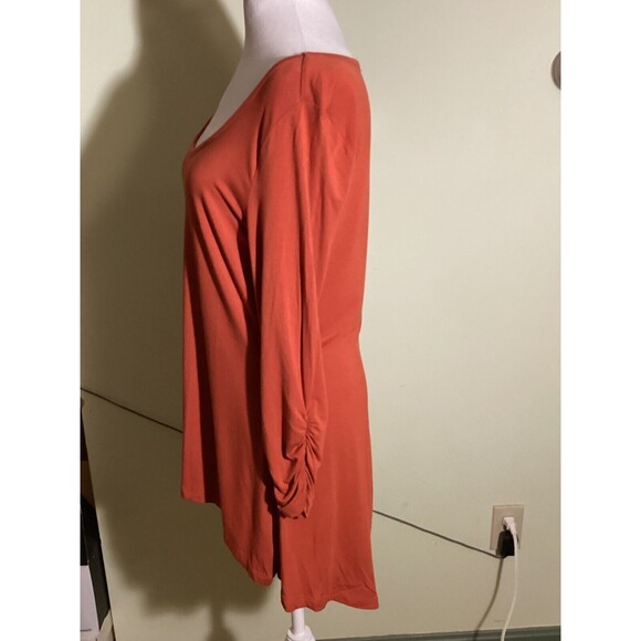 Grace Elements Womens Size M Rust Stretch Boat Neck Ruched Long Sleeve Tunic Top - Picture 4 of 9